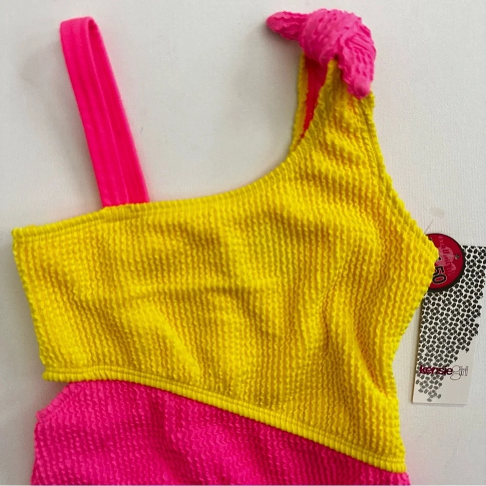 Kensie Girl Pink and Yellow One piece Swimsuit Size 4